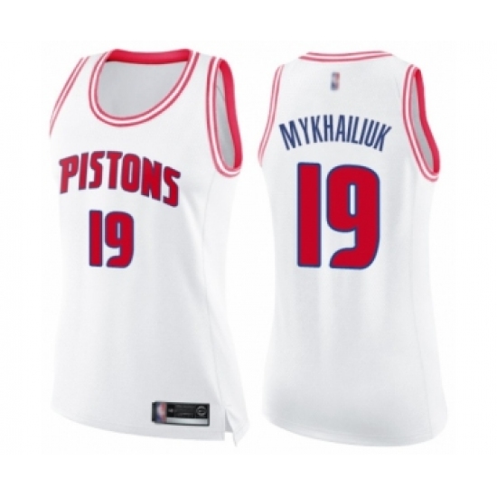 Women's Detroit Pistons #19 Sviatoslav Mykhailiuk Swingman Whit Pink Fashion Basketball Jersey - Ujersey