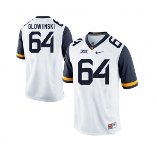 West Virginia Mountaineers 64 Mark Glowinski White College Football Jersey - Ujersey