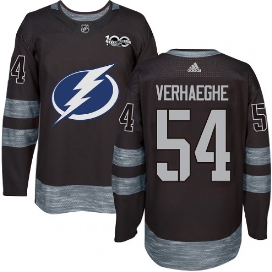 Men's Adidas Tampa Bay Lightning #54 Carter Verhaeghe Authentic Black 1917-2017 100th Anniversary NHL Jersey - Ujersey