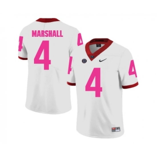 Georgia Bulldogs 4 Keith Marshall White 2018 Breast Cancer Awareness College Football Jersey - Ujersey