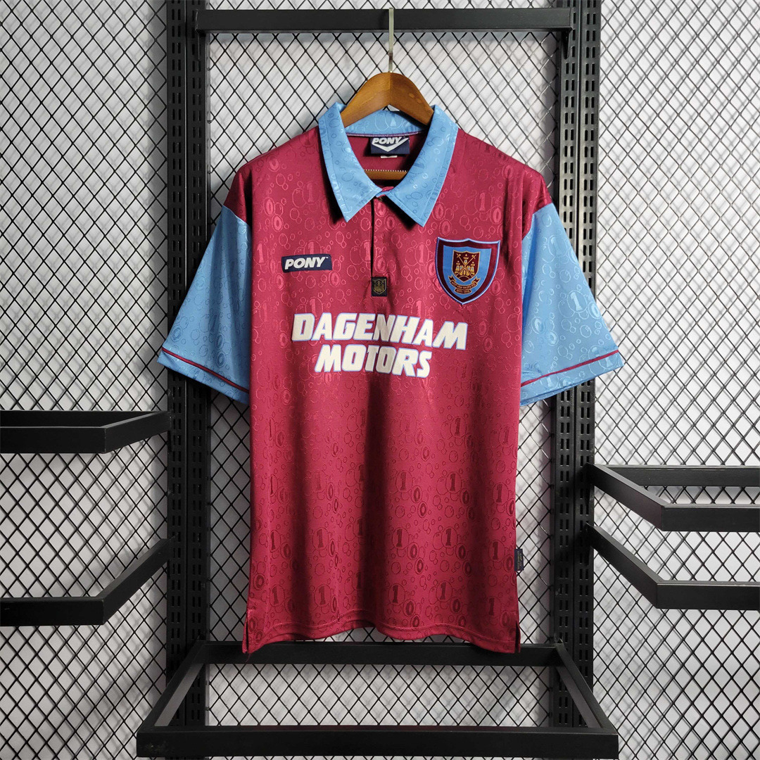 West Ham United Retro Football Jersey Home Custom Shirt 1995/97 - ujerseystore