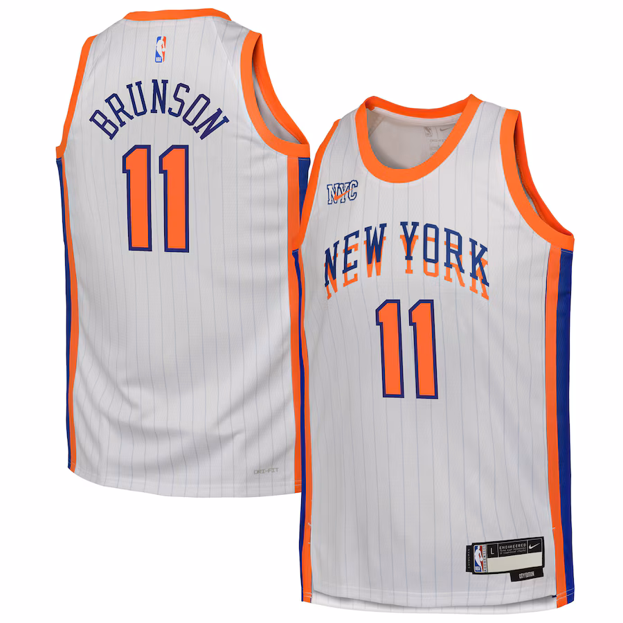 Youth New York Knicks Jalen Brunson Nike White 2024/25 Swingman Player Jersey - City Edition - Ujersey NHL