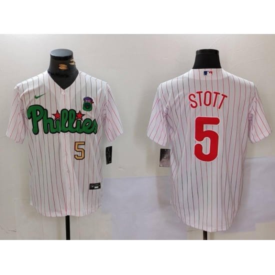 Men's Philadelphia Phillies #5 Bryson Stott White Green Cool Base Stitched Jerseys - Ujersey