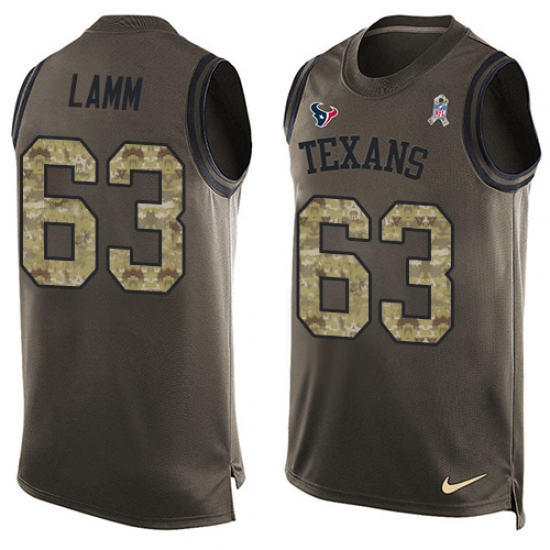 Men's Nike Houston Texans #63 Kendall Lamm Limited Green Salute to Service Tank Top NFL Jersey - Ujersey