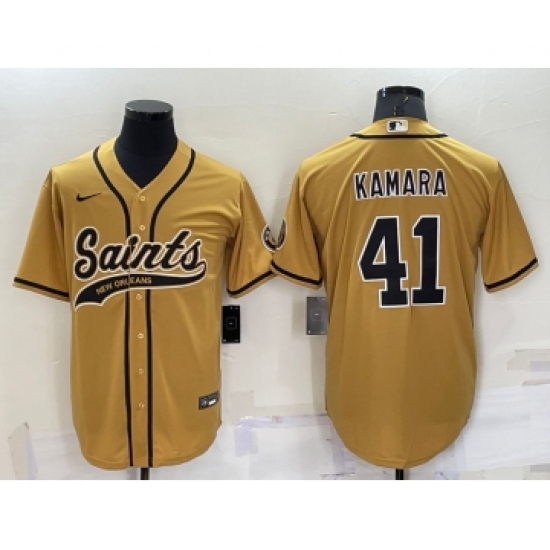 Men's New Orleans Saints #41 Alvin Kamara Gold Stitched MLB Cool Base Nike Baseball Jersey - Ujersey
