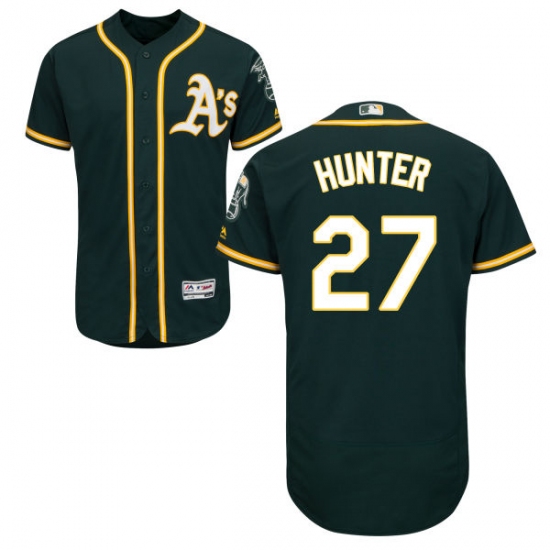 Men's Majestic Oakland Athletics #27 Catfish Hunter Green Alternate Flex Base Authentic Collection MLB Jersey