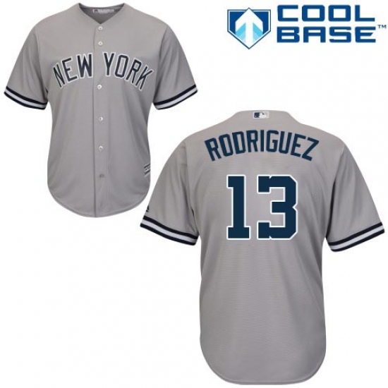 Men's Majestic New York Yankees #13 Alex Rodriguez Replica Grey Road MLB Jersey - Ujersey