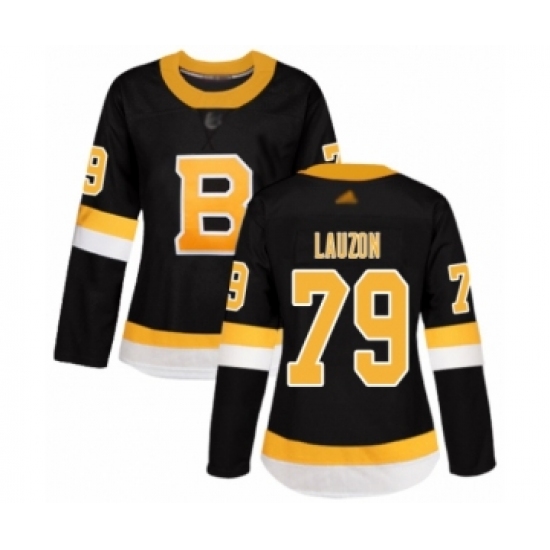 Women's Boston Bruins #79 Jeremy Lauzon Authentic Black Alternate Hockey Jersey - Ujersey