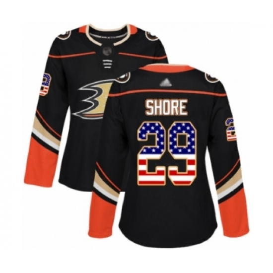Women's Anaheim Ducks #29 Devin Shore Authentic Black USA Flag Fashion Hockey Jersey - Ujersey
