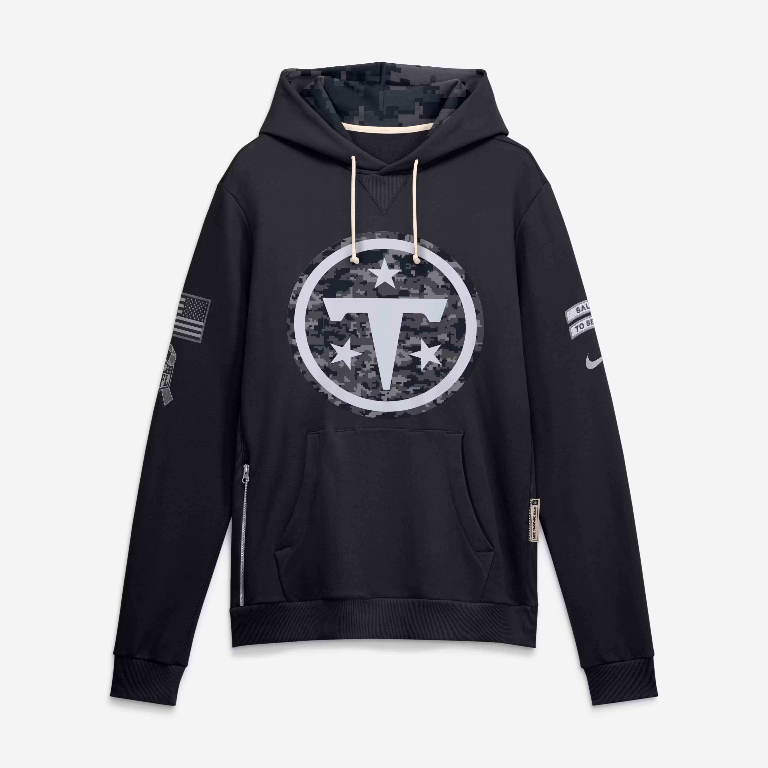 Men's Tennessee Titans  Nike Black 2026 Salute to Service Sideline Dri-FIT Pullover Hoodie - U-jersey