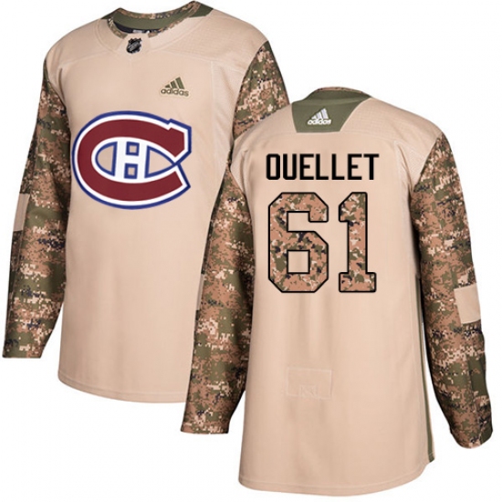 Men's Adidas Montreal Canadiens #61 Xavier Ouellet Authentic Camo Veterans Day Practice NHL Jersey - Ujersey