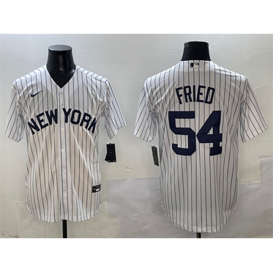Men's New York Yankees #54 Max Fried White Cool Base Stitched Baseball Jersey - ujerseystore