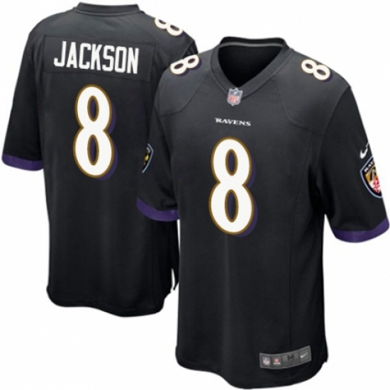 Men's Nike Baltimore Ravens #8 Lamar Jackson Game Black Alternate NFL Jersey - Ujersey
