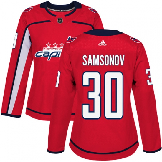 Women's Adidas Washington Capitals #30 Ilya Samsonov Authentic Red Home NHL Jersey - Ujersey