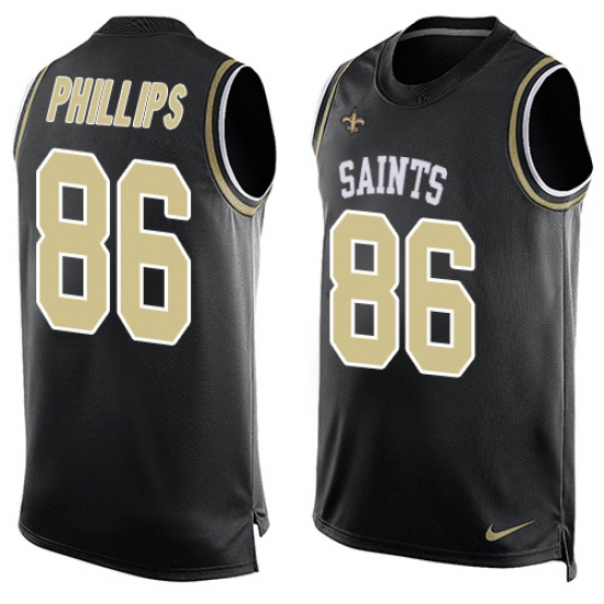 Men's Nike New Orleans Saints #86 John Phillips Limited Black Player Name & Number Tank Top NFL Jersey - Ujersey