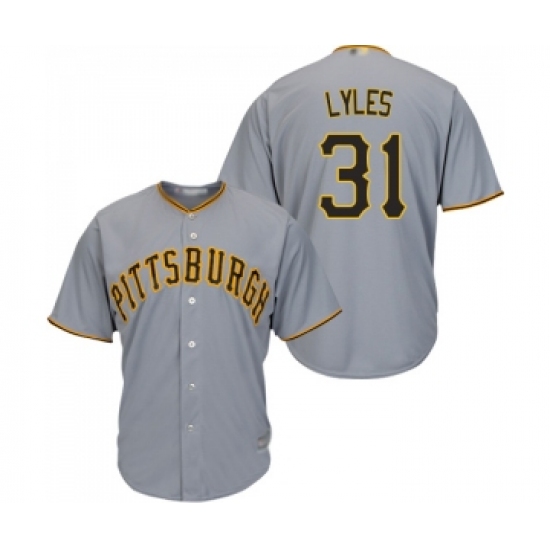 Men's Pittsburgh Pirates #31 Jordan Lyles Replica Grey Road Cool Base Baseball Jersey - Ujersey