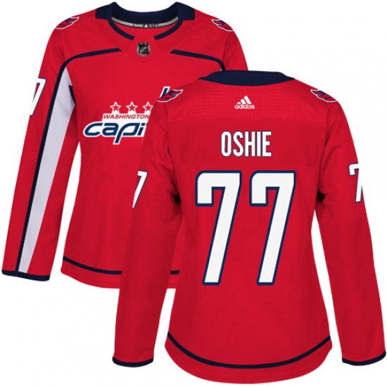 Women's Adidas Washington Capitals #77 T.J. Oshie Premier Red Home NHL Jersey - Ujersey