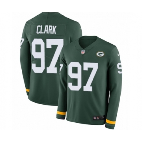 Youth Nike Green Bay Packers #97 Kenny Clark Limited Green Therma Long Sleeve NFL Jersey - Ujersey