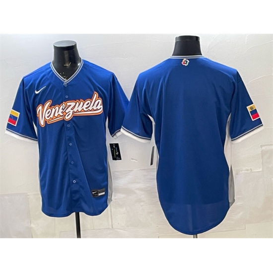 Men's Venezuela Baseball Blank Blue 2026 World Baseball Classic Road Stadium Stitched Jersey - U-jersey