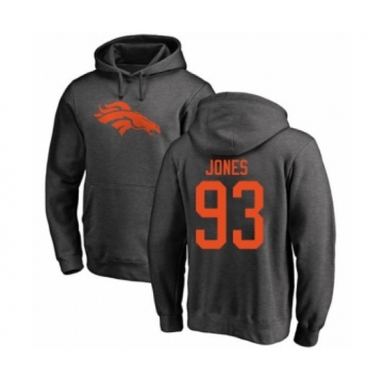 Football Denver Broncos #93 Dre'Mont Jones Ash One Color Pullover Hoodie - Ujersey