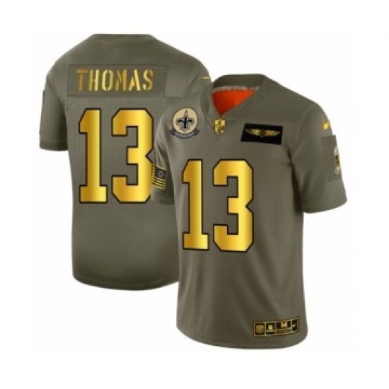 Men's New Orleans Saints #13 Michael Thomas Limited Olive Gold 2019 Salute to Service Football Jersey - Ujersey