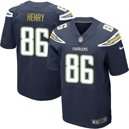 Men's Nike Los Angeles Chargers #86 Hunter Henry Elite Navy Blue Team Color NFL Jersey - Ujersey