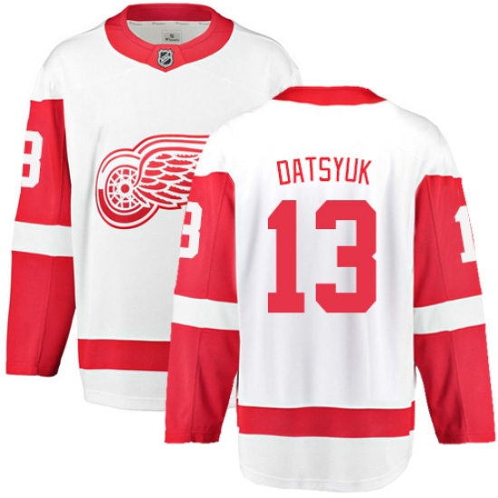Youth Detroit Red Wings #13 Pavel Datsyuk Fanatics Branded White Away Breakaway NHL Jersey - Ujersey