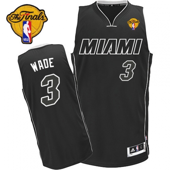 Men's Adidas Miami Heat #3 Dwyane Wade Authentic Black/White Finals Patch NBA Jersey - Ujersey