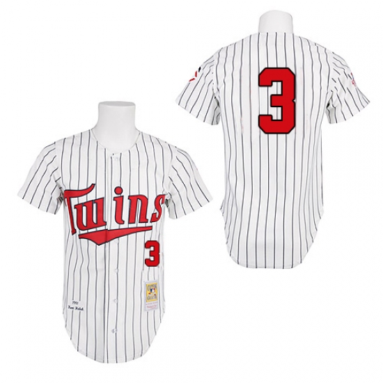 Men's Mitchell and Ness 1991 Minnesota Twins #3 Harmon Killebrew Authentic White Throwback MLB Jersey