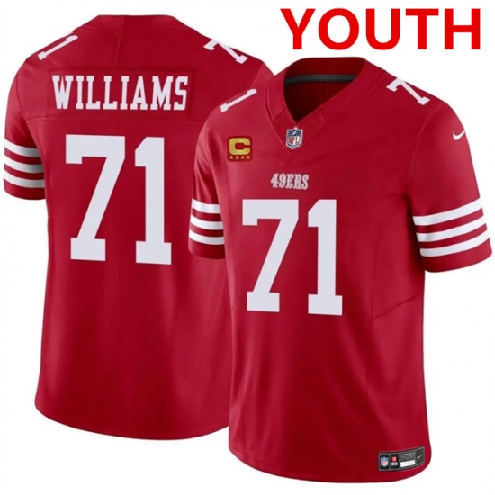 Youth san francisco 49ers #71 trent williams red 2025 f.u.s.e. with 4-star c vapor untouchable limited stitched football jersey