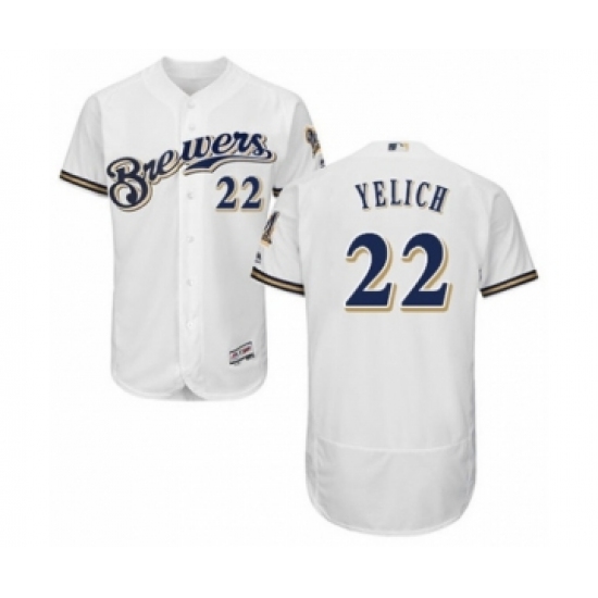 Men's Milwaukee Brewers #22 Christian Yelich White Home Flex Base Authentic Collection Baseball Player Jersey