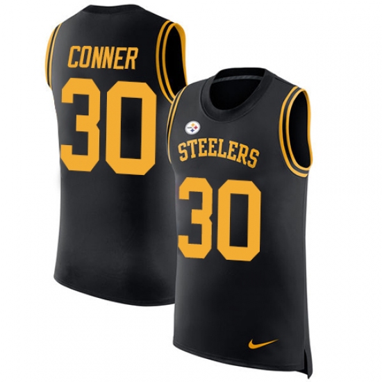 Men's Nike Pittsburgh Steelers #30 James Conner Limited Black Rush Player Name & Number Tank Top NFL Jersey - Ujersey