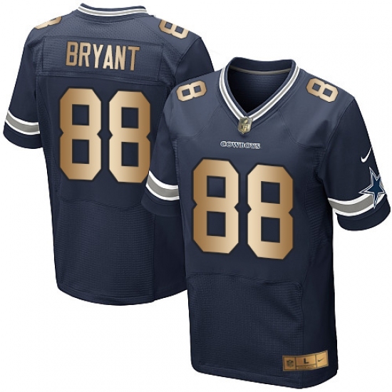 Men's Nike Dallas Cowboys #88 Dez Bryant Elite Navy/Gold Team Color NFL Jersey - Ujersey