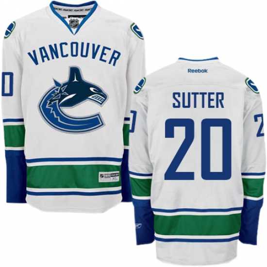 Youth Reebok Vancouver Canucks #20 Brandon Sutter Authentic White Away NHL Jersey - Ujersey
