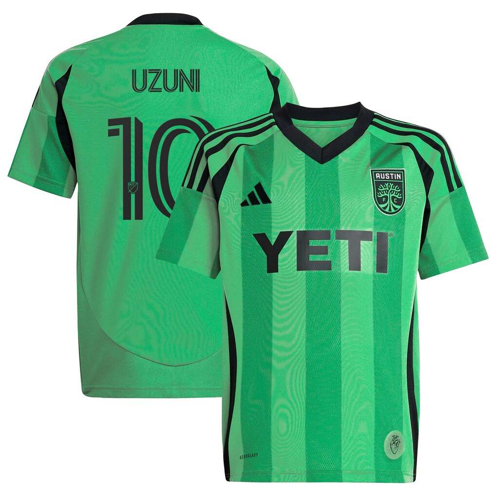 Youth Austin FC Myrto Uzuni adidas Green 2025 The Heartbeat Kit Replica Jersey - Ujersey