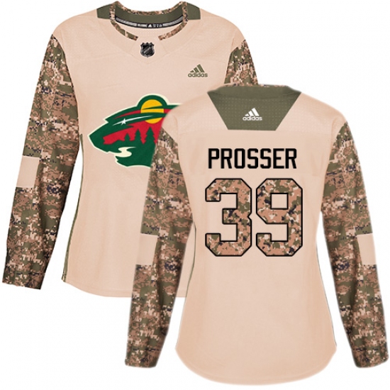 Women's Adidas Minnesota Wild #39 Nate Prosser Authentic Camo Veterans Day Practice NHL Jersey - Ujersey