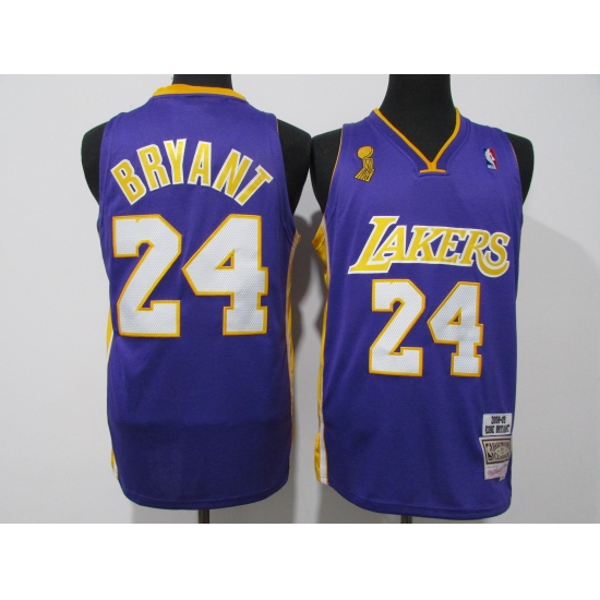 Men's Los Angeles Lakers #24 Kobe Bryant Purple Stanley Cup Champions Jersey - Ujersey