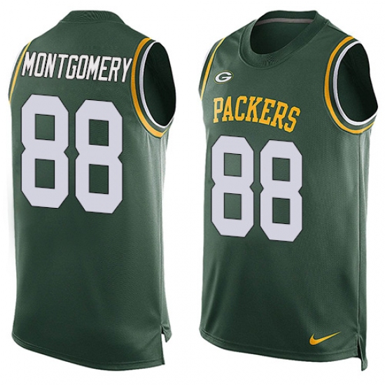 Men's Nike Green Bay Packers #88 Ty Montgomery Limited Green Player Name & Number Tank Top NFL Jersey - Ujersey