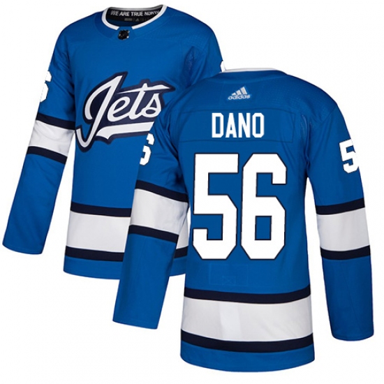Men's Adidas Winnipeg Jets #56 Marko Dano Authentic Blue Alternate NHL Jersey - Ujersey