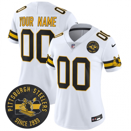 Women's Pittsburgh Steelers Throwback 1933 Patch white Vapor Limited All Stitched Jersey - Ujersey