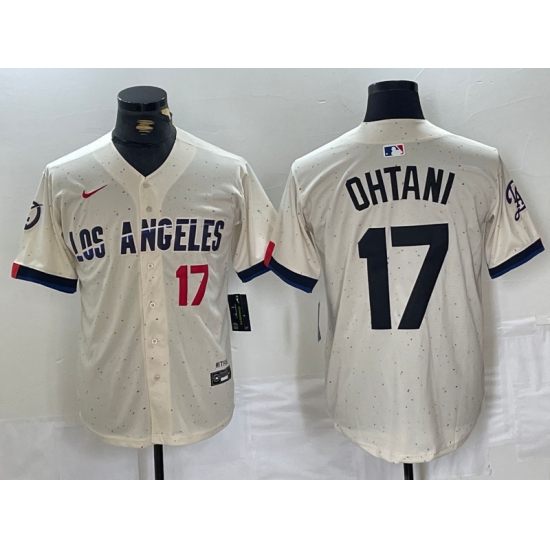 Men's Los Angeles Dodgers #17 Shohei Ohtani Cream 2024 City Connect Limited Stitched Jersey - ujerseystore