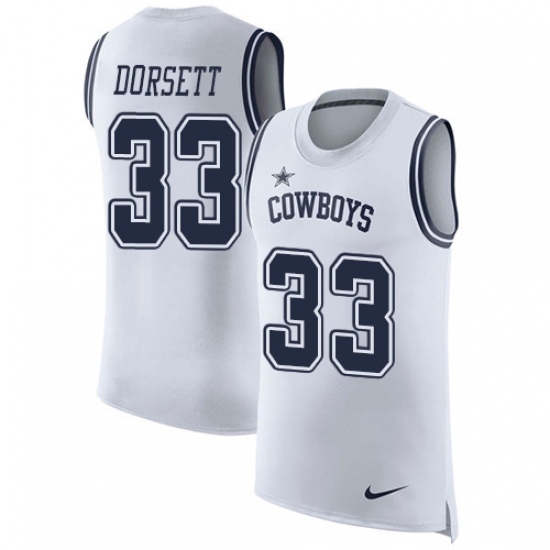 Men's Nike Dallas Cowboys #33 Tony Dorsett Limited White Rush Player Name & Number Tank Top NFL Jersey - Ujersey