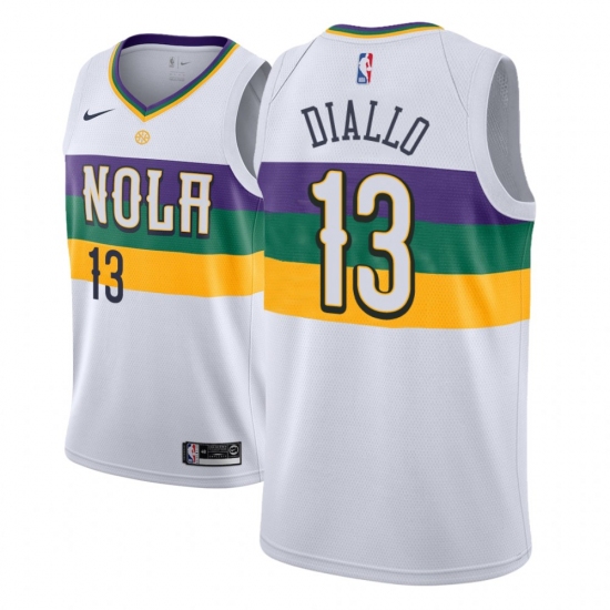 Men NBA 2018-19 New Orleans Pelicans #13 Cheick Diallo City Edition White Jersey - Ujersey