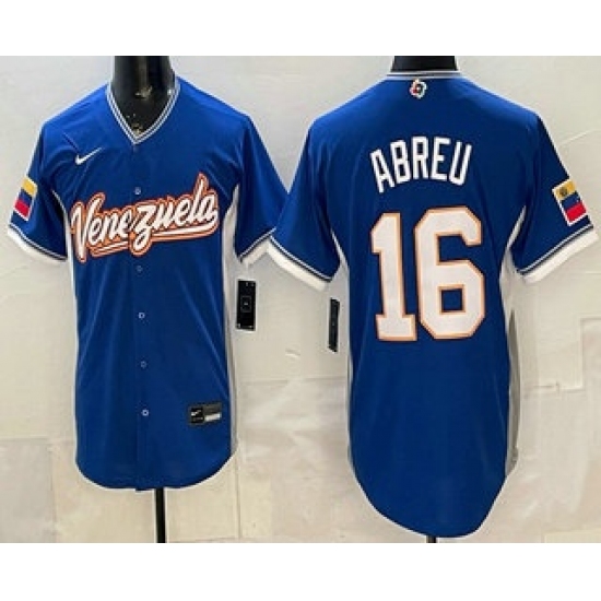 Men's Venezuela #16 Wilyer Abreu Blue 2026 World Baseball Classic Cool Base Jersey - U-jersey