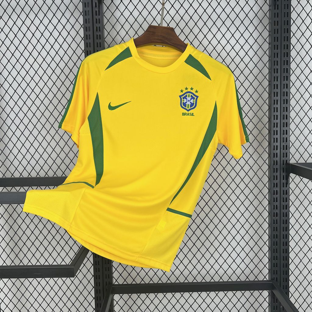 Brazil Retro Jersey Custom Home Soccer Jersey World Cup 2002 - ujerseystore