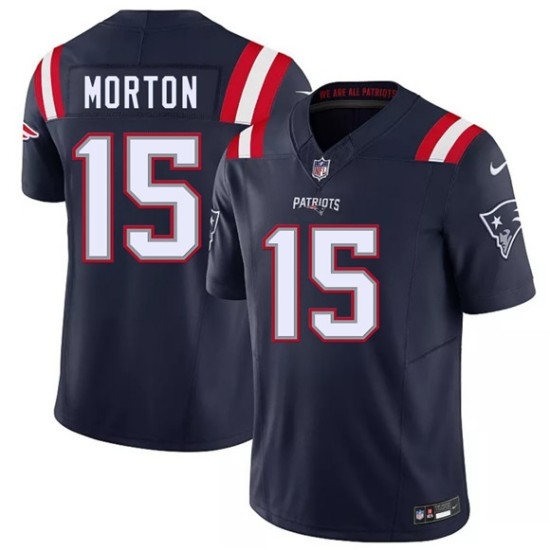 Men's New England Patriots #15 Behren Morton Navy 2026 Draft F.U.S.E. Vapor Limited Football Stitched Jersey - Ujersey