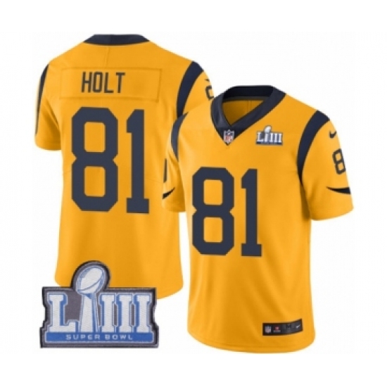 Men's Nike Los Angeles Rams #81 Torry Holt Limited Gold Rush Vapor Untouchable Super Bowl LIII Bound NFL Jersey - Ujersey