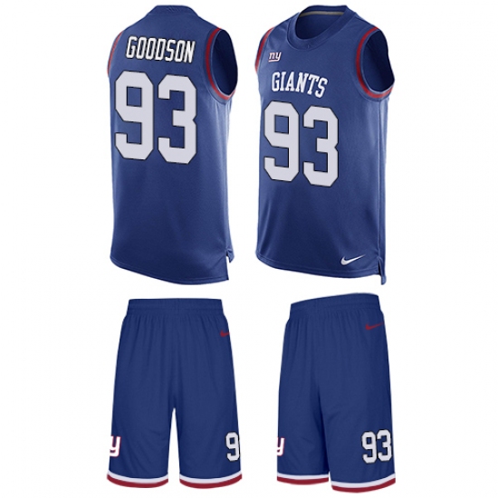 Men's Nike New York Giants #93 B.J. Goodson Limited Royal Blue Tank Top Suit NFL Jersey - Ujersey