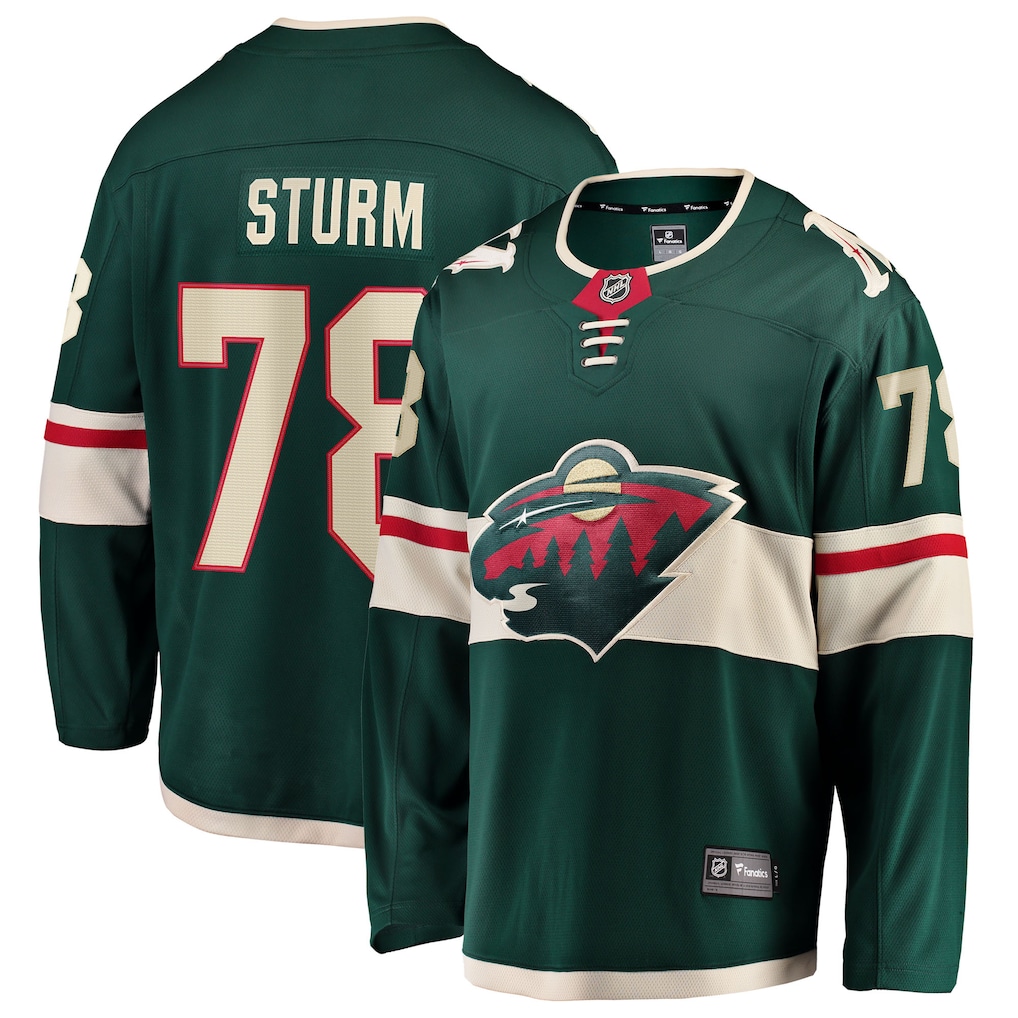 Men's Minnesota Wild Nico Sturm Fanatics Green Home Breakaway Jersey - ujerseystore