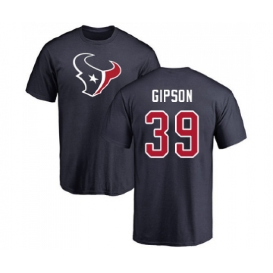 Football Houston Texans #39 Tashaun Gipson Navy Blue Name & Number Logo T-Shirt - Ujersey
